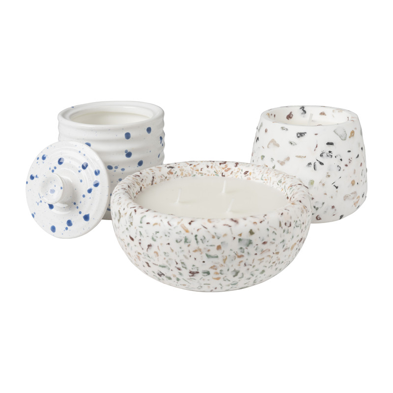 Kaars in pot Terrazzo klein - ø13x5.5 cm