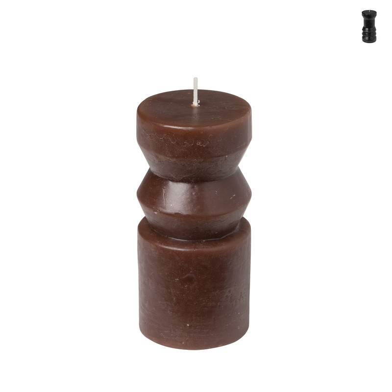 Retro kaars - bruin - Ø6.5x14 cm