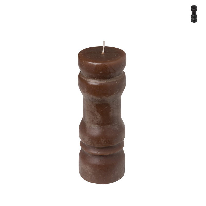 Retro kaars - bruin - Ø6.5x19 cm