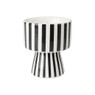 Kaars in gestreepte pot - zwart/wit - ø7.5x9 cm