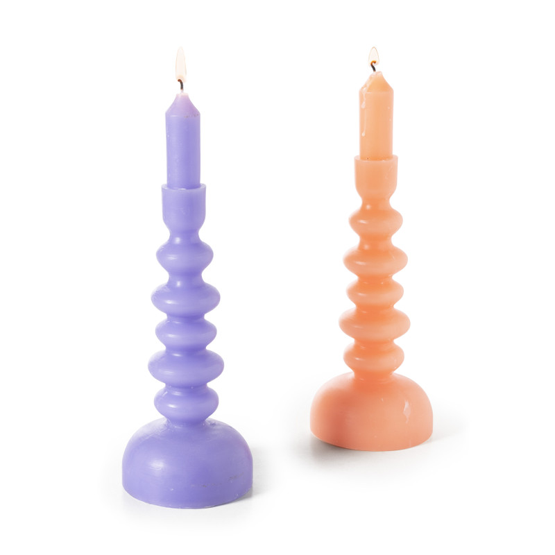 Kaars kandelaar - paars - ø8x24 cm