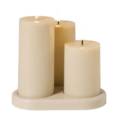 Stompkaarsen oplaadbaar - beige - set van 3