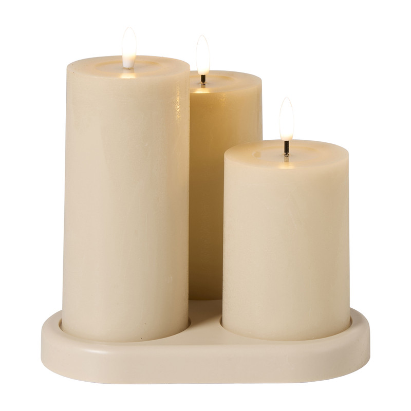 Stompkaarsen oplaadbaar - beige - set van 3 