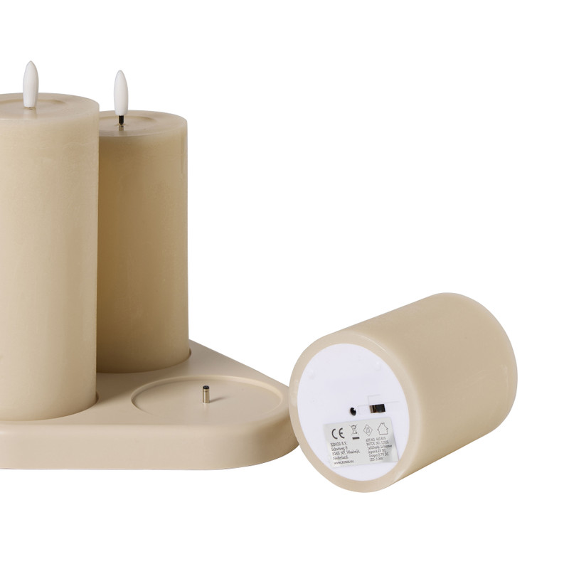 Stompkaarsen oplaadbaar - beige - set van 3 