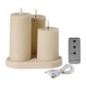 Stompkaarsen oplaadbaar - beige - set van 3 