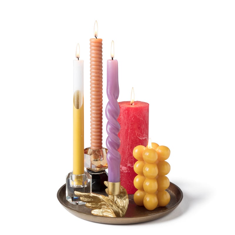 Bubbel kaars - geel - 6x6x12 cm 