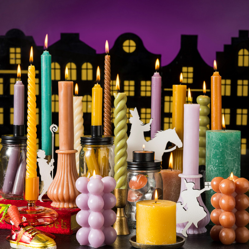 Kaars kandelaar - terra - ⌀8x25 cm 