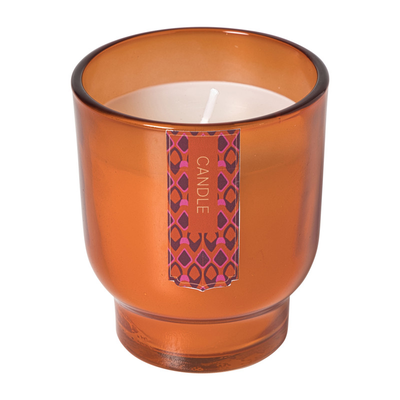 Kaars in glas - oranje - ø7.5x8.5 cm