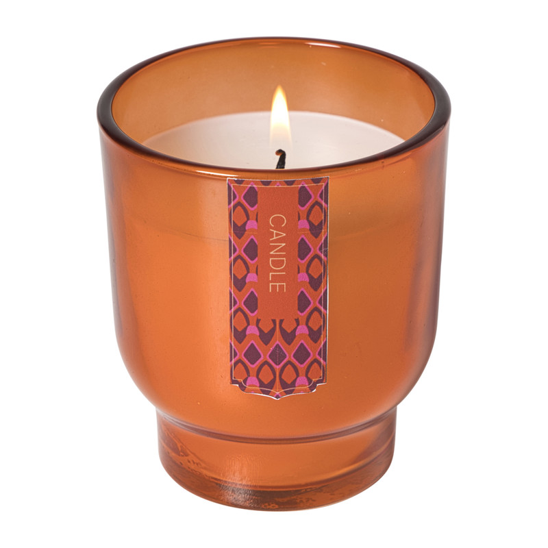 Kaars in glas - oranje - ø7.5x8.5 cm