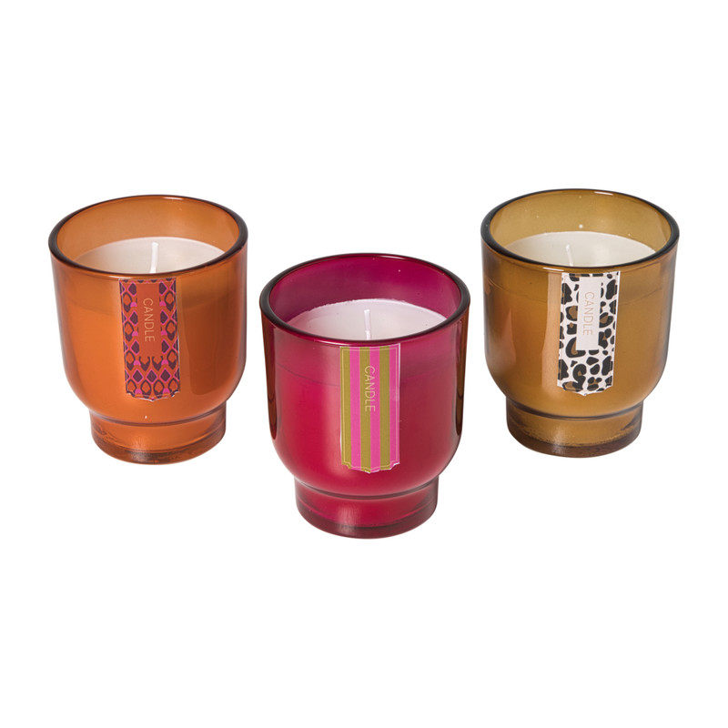 Kaars in glas - oranje - ø7.5x8.5 cm