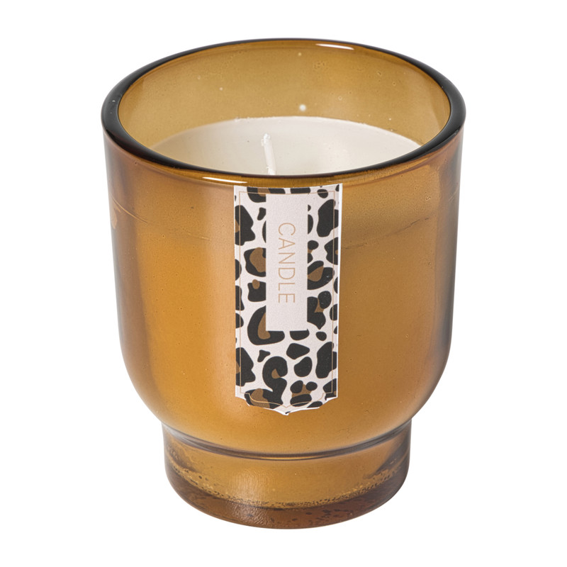 Kaars in glas - bruin - ø7.5x8.5 cm