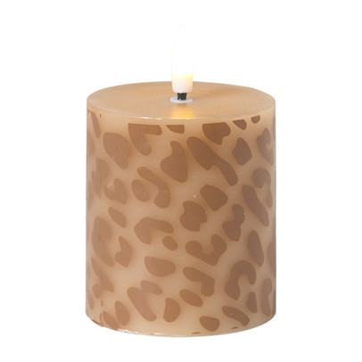LED kaars animal klein - bruin/zwart - ø7x8 cm