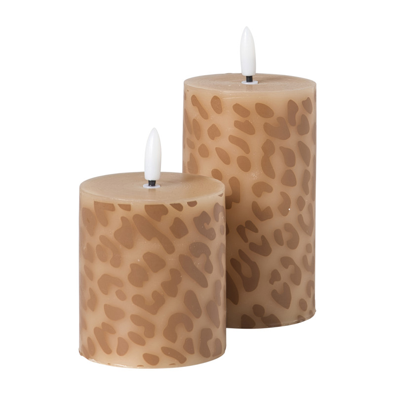 LED kaars animal klein - bruin/zwart - ø7x8 cm