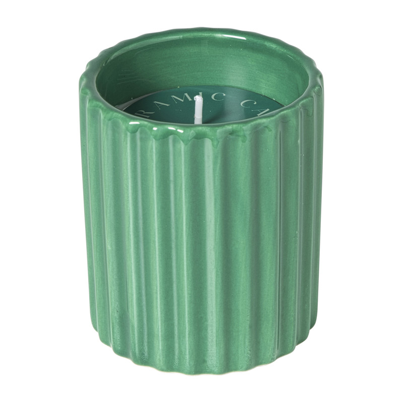 Kaars in potje - groen -  ø7.8x9 cm