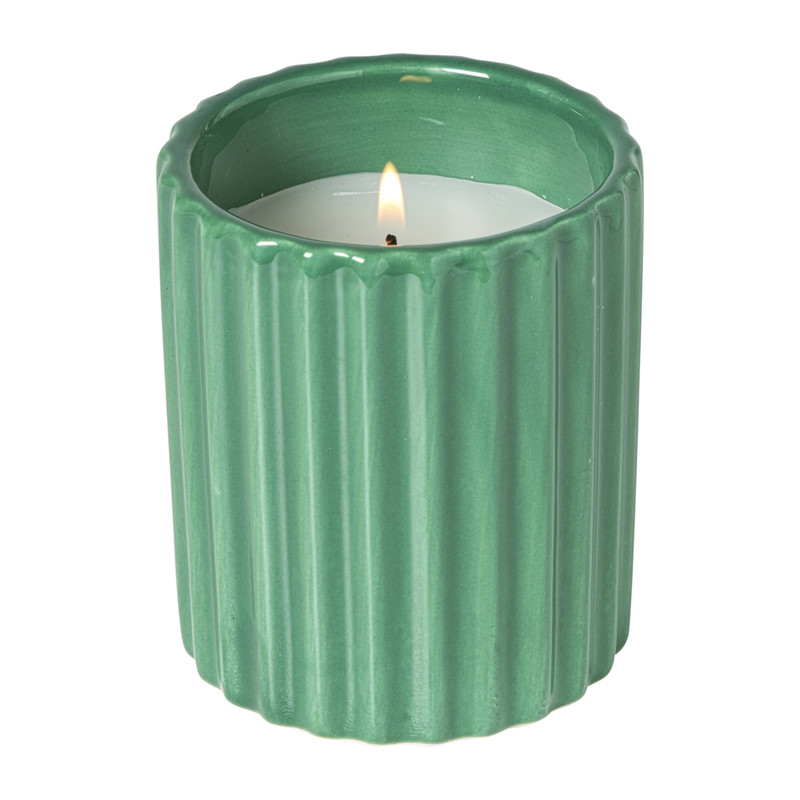 Kaars in potje - groen -  ø7.8x9 cm