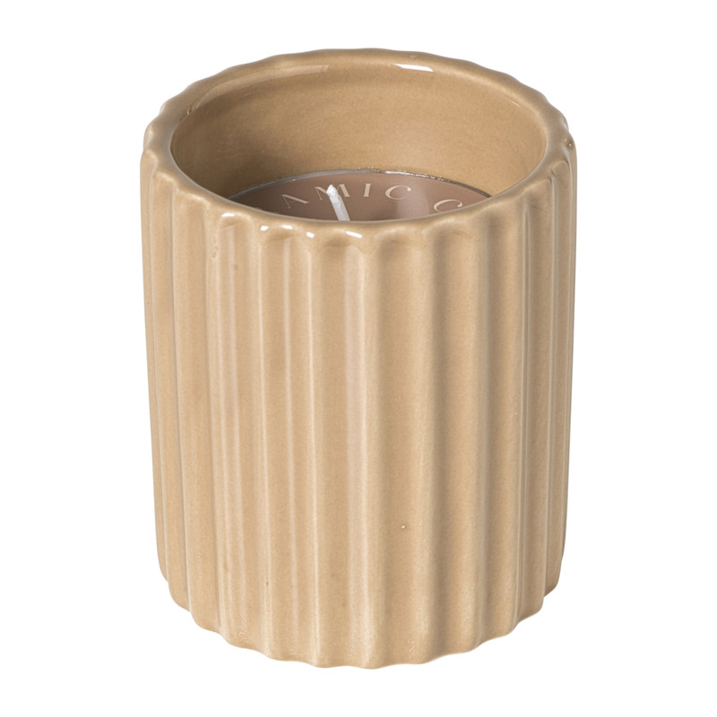 Kaars in potje - beige - ø7.8x9 cm