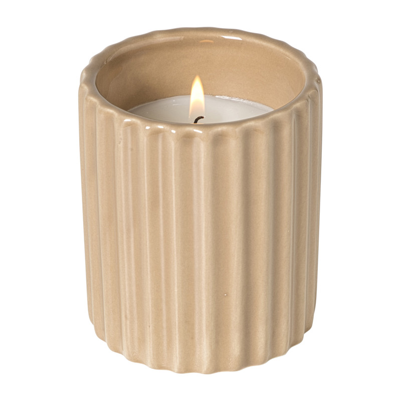 Kaars in potje - beige - ø7.8x9 cm