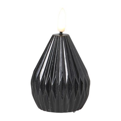 LED kaars peer - zwart - ø6.5x8 cm