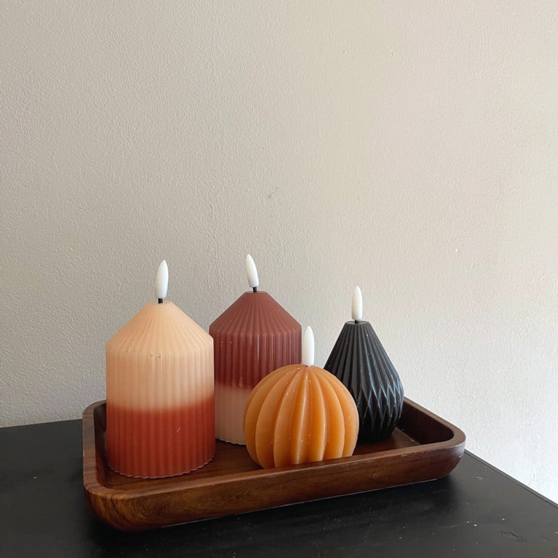 LED kaars peer - zwart - ø6.5x8 cm