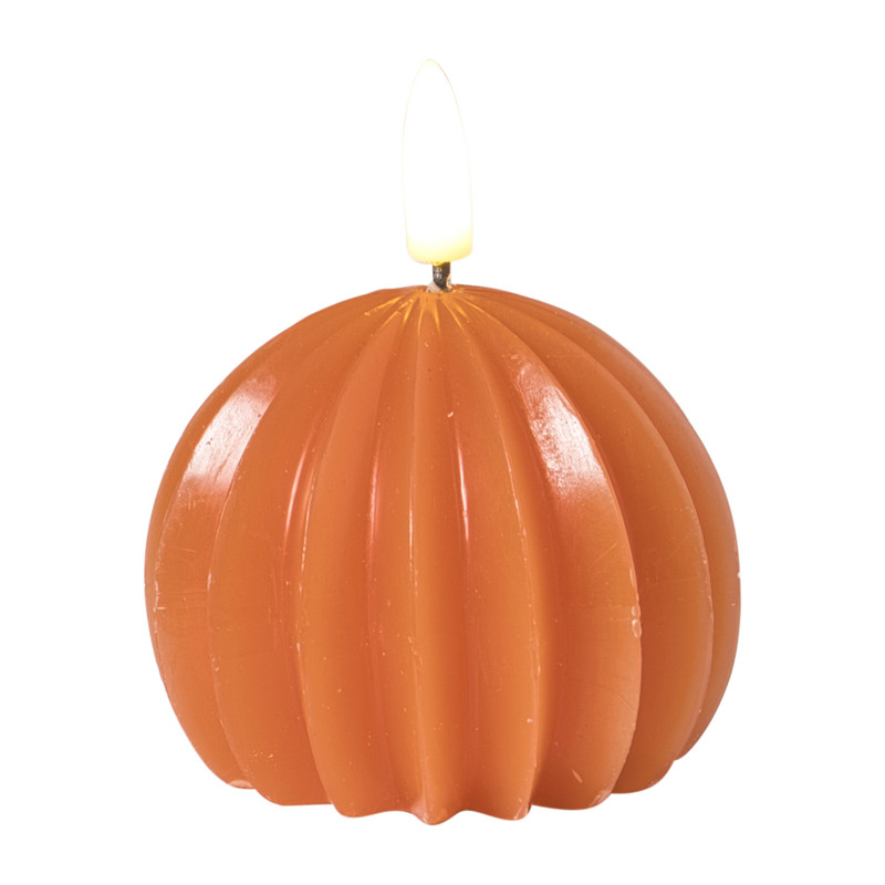 LED kaars bol - oranje - ø7.5x6 cm