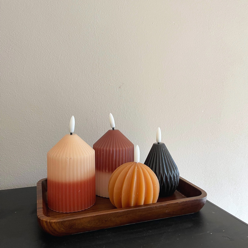 LED kaars bol - oranje - ø7.5x6 cm