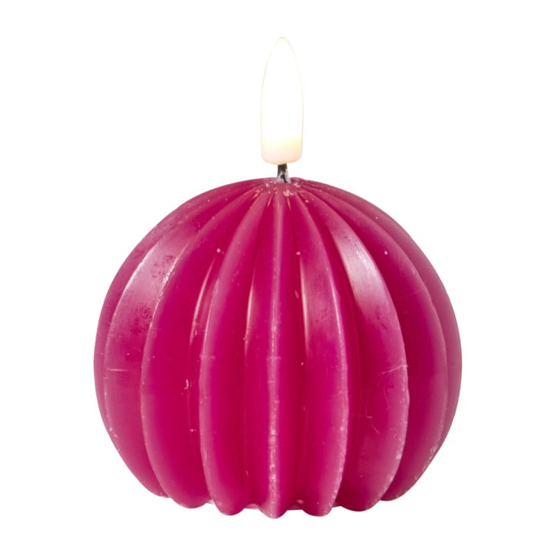 LED kaars bol - roze - ø7.5x6 cm