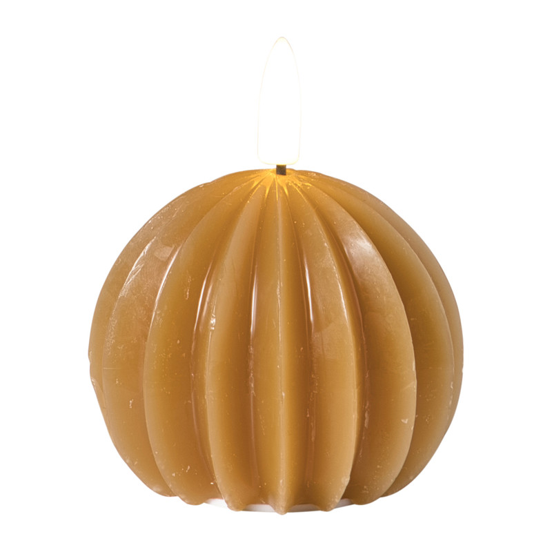 LED kaars bol - bruin - ø7.5x6 cm