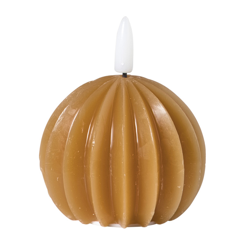 LED kaars bol - bruin - ø7.5x6 cm