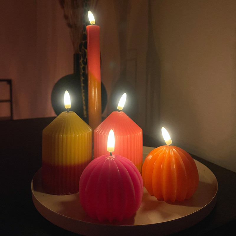 LED kaars bol - bruin - ø7.5x6 cm