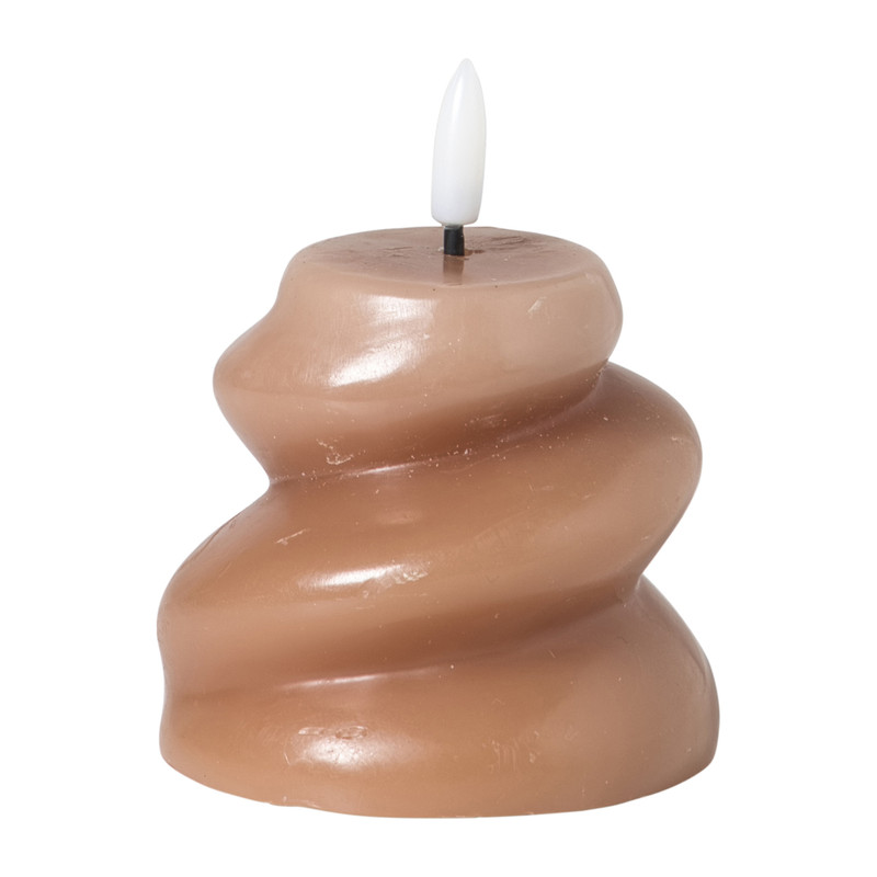 LED kaars gedraaid - grijs - ø9x8.5 cm