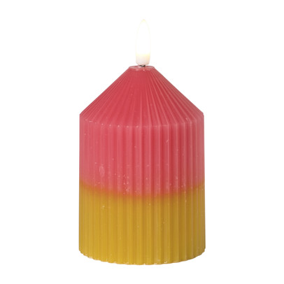 LED kaars duo - roze/groen - ø7x10 cm