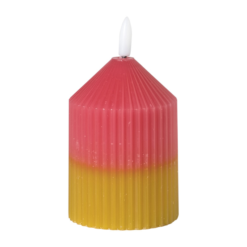 LED kaars duo - roze/groen - ø7x10 cm