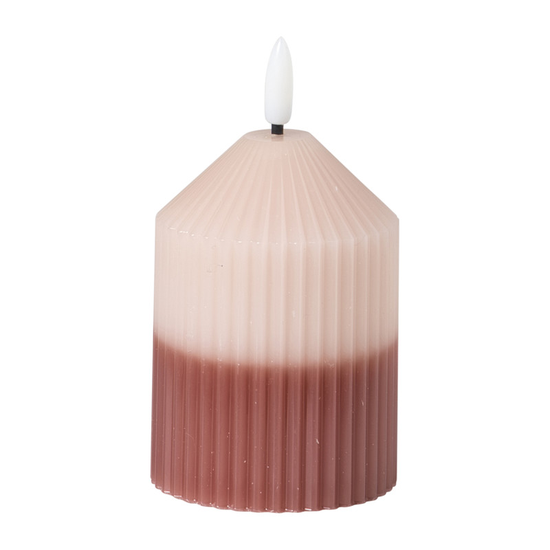 LED kaars duo - roze/lichtroze - ø7x10 cm