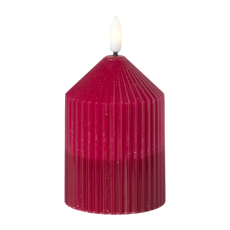 LED kaars duo - roze/paars - ø7x10 cm