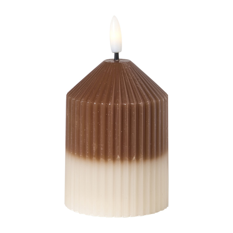 LED kaars duo - beige/lichtbruin - ø7x10 cm