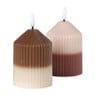 LED kaars duo - beige/lichtbruin - ø7x10 cm
