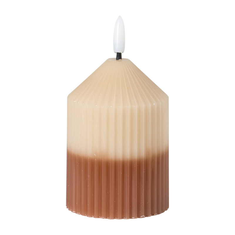 LED kaars duo - beige/bruin - ø7x10 cm
