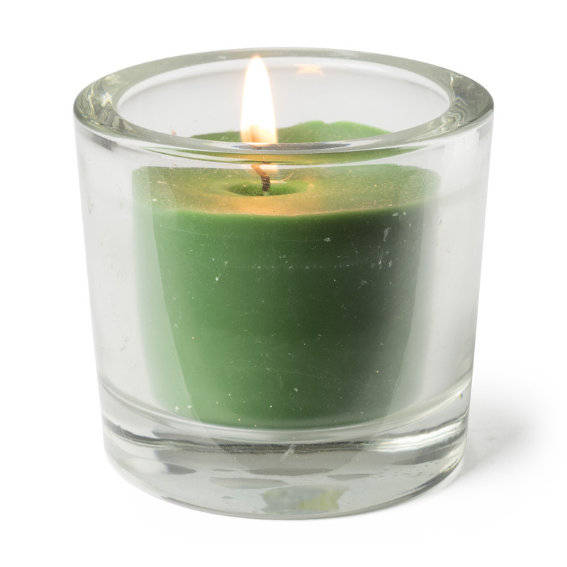 Kaars in glas - grasgroen - 6.5x6 cm