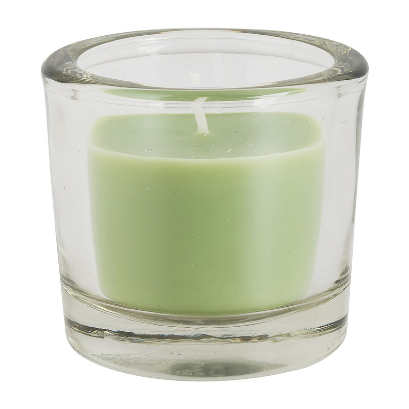 Kaars in glas - matgroen - 6.5x6 cm