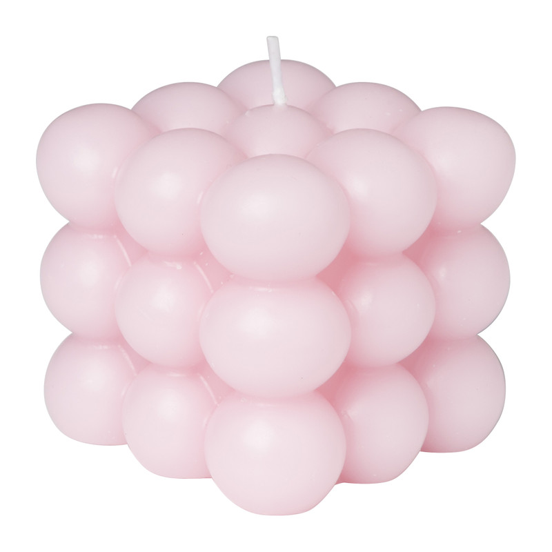 Bubble kaars - roze - 6.5x6.5x6.5 cm