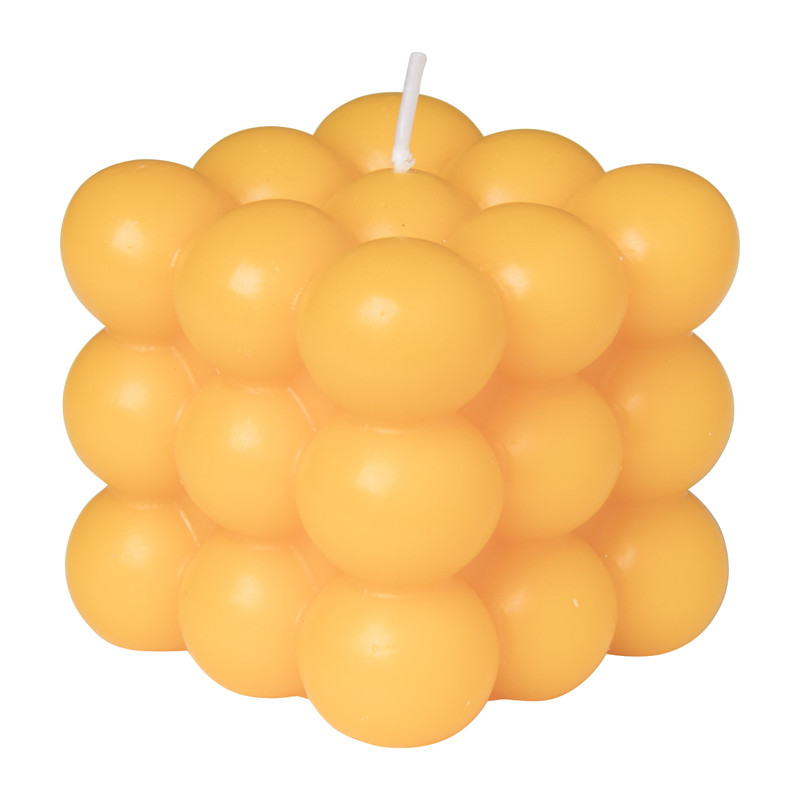 Bubble kaars - oranje - 6.5x6.5x6.5 cm