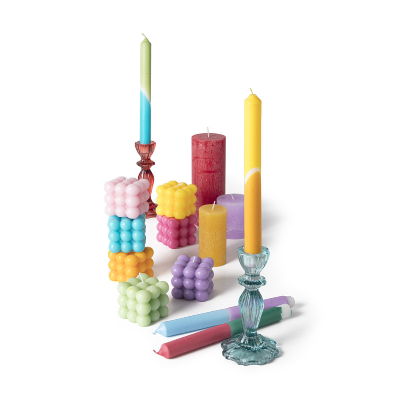 Bubble kaars - groen - 6.5x6.5x6.5 cm
