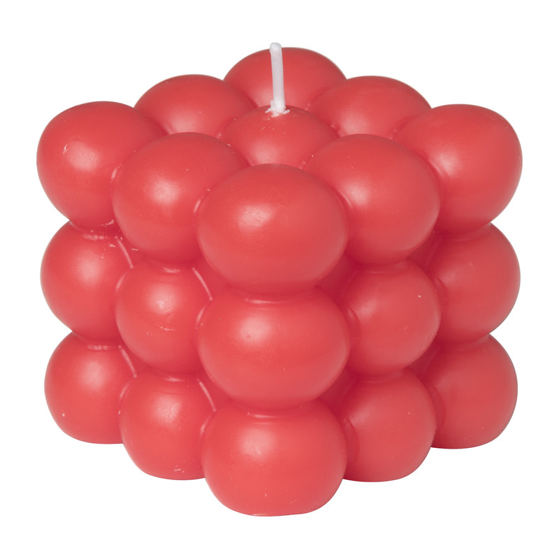 Bubble kaars - rood - 6.5x6.5x6.5 cm