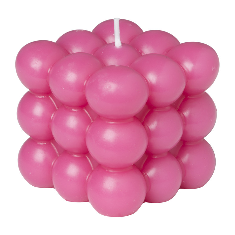 Bubble Kaars - donkerroze - 6.5x6.5x6.5 cm