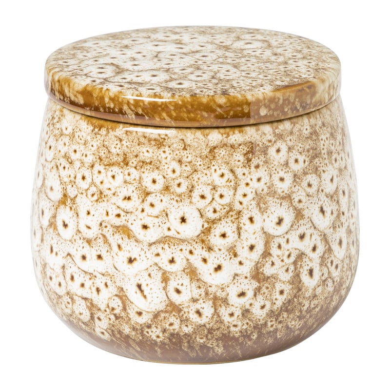 Kaars in keramieke pot - bruin - ø9,5x8 cm