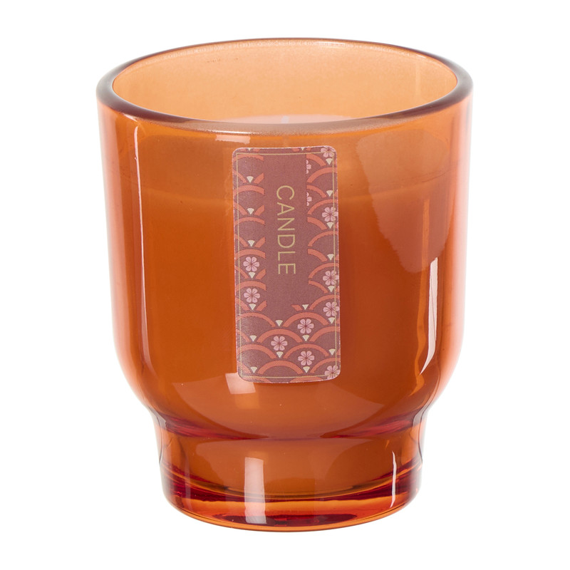 Kaars in glas - oranje - ø7.5x8.5 cm