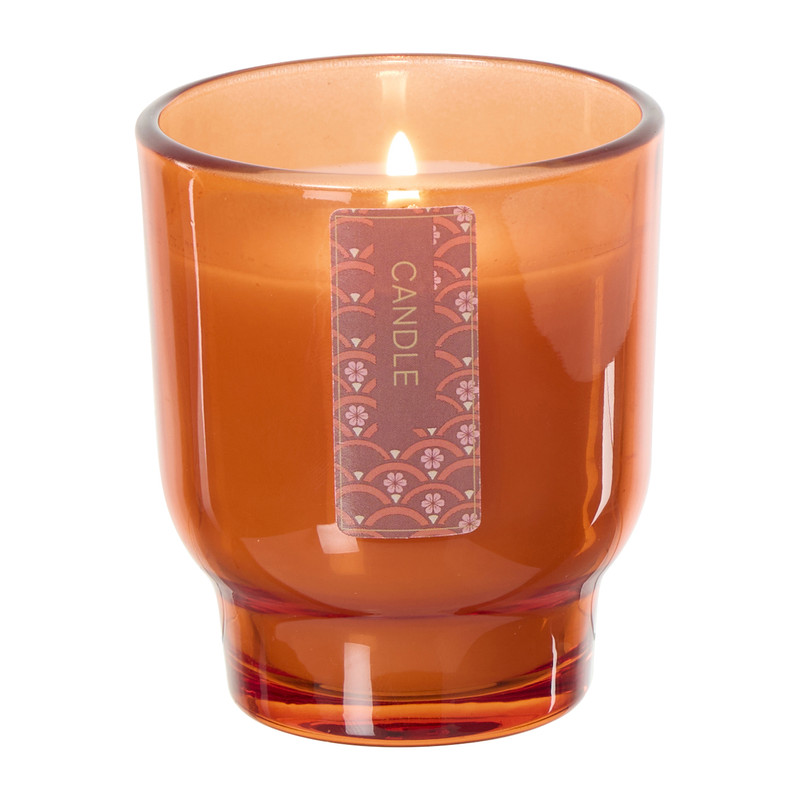 Kaars in glas - oranje - ø7.5x8.5 cm