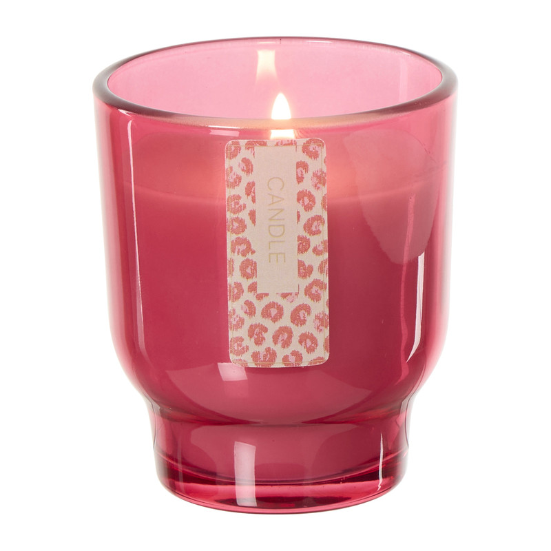 Kaars in glas - roze - ø7.5x8.5 cm