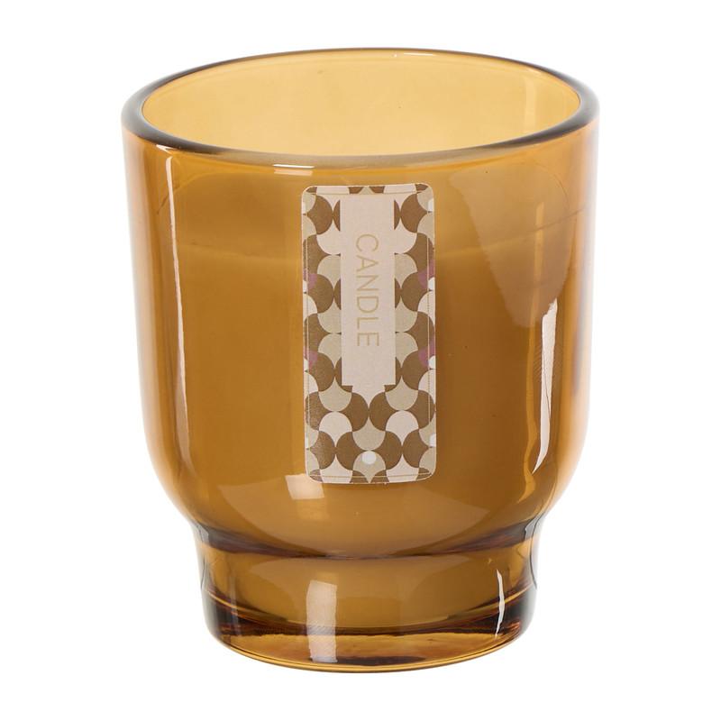 Kaars in glas - bruin - ø7.5x8.5 cm