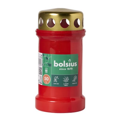 Herdenkingslicht met deksel - rood - 50 branduren